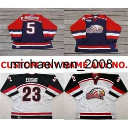 Kob Weng Go Personalized OHL Saginaw Spirit Jersey 5 Mannino 23 Edgar Mens Womens Kids Stitched Ice Hockey Jerseys Custom Any name NO.Goalit Cut