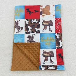 Conjunto por atacado crianças menino menino de vaca com estampa de velo lã de lã de flaneta respirável de flanela de algodão Rodeo Rodeo Rodeo Quilt