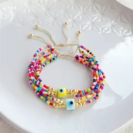 가닥 kkbead bohemian boho 화려한 구슬 팔찌 liuli 사악한 눈 팔찌 쥬얼리 y2k 액세서리 pulseras mujer moda 2023