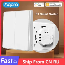 Kontroll AQARA SMART WALL SWITCH E1 ZigBee Switch No Neutral Smart Switch Yours Wireless Switch med Neutral för Xiaomi Home HomeKit App