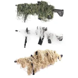 Skodon Jungle/Desert/Snow Ghillie Rifle Cover Wrap Syntetic w/Elastic Strap Camouflage Airsoft Hunting Blind Ropes 1,4 m CS Gun Wraps