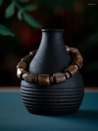 Orecchini di collana impostati in Cambogia di alta qualità Bodhisattva Chess Nan Agarwood Barrel Bead Braceletkara CollectAbles-autografo Rosario vecchio