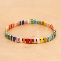 Strands go2boho amizade pulseira miyuki tila bracelets para mulheres jóias boêmios verão arco -íris pulseras de joias do presente