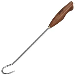 Accessories 30CM RoseWood handle Stainless Steel Ice Fishing Spear Hook Tackle Suitable For Light Heavyweight Fish Active Ice Fishing Gaff