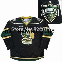 Kob Weng 2016 Custom 2013-14 London Ohl Away Premier Hockey Froneys Black White Green XXS-6XL-Индивидуальная