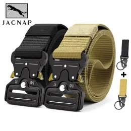 ベルトJacnaip Men's Tactical Military Beltsヘビーデューティーアーミー調整可能ナイロンベルト屋外警察金属ベルト125/135cm/幅3.8