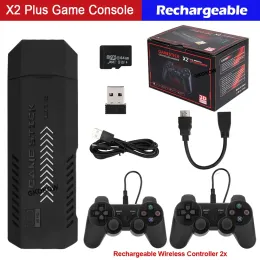 Consoles NEW 64G/128G X2 PLUS Video Game Console with 2.4G P3 Rechargeable Wireless Game Controller Retro Games for PSP/PS1/FC Dropshipp