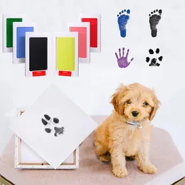 Hundkläder Safe Icke-toxisk tryckning Dogfootprint Pad Ink-Free Handprint Print Diy Po Frame Puppy Accessories Born Souvenir