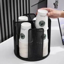 Racks Mehrzweckpapierbecherhalter 360 ° rotierende Kaffeetasse Caddy Organizer Desktop Einweg -Tasse -Spender Kosmetischer Speicherregal