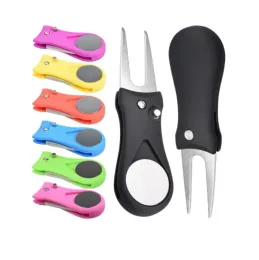 1 PCS Golf Divot Tool Foldable Pitch Groove Cleaner Golf Pitchfork Alloy Steel Black ZZ