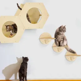 Scratchers Wallmounted Cat Crawler Pet Furniture Wooden Cat Staircase Circular Combination Pedal Hammock Cat Activity Indoor Cat House