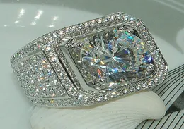 Uomini di lusso davvero solido 925 gioielli in argento sterling eterno 88 mm 2ct sona diamanti anelli da spina cocktail per uomo ragazzi9246869