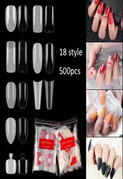 500pcs Pressione na ponta da unha Clear White Tampa completa francesa Dicas falsas dedo do pé Ushape acrílico UV Gel Manicure NAF0147306939