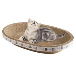 Toys Cardboard Box Cat Bed Oval Corrugated Scratch Pad Cat Scratcher Toy For Grinding Claw Furniture Protector To Protect Sofa Floor