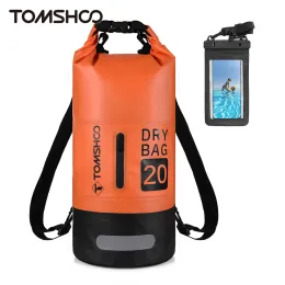 Taschen Tomshoo wasserdichte Trockenbeutel 10 l/20 l Rolltop Trockenbeutel Rucksack W wasserdichte Telefonhülle für Kajakfahrzeuge Fischereischwimmbeutel