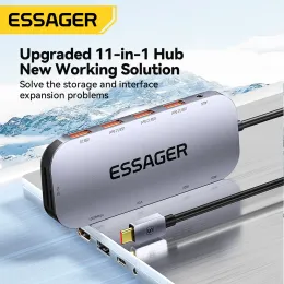 Hubs Essager 11 in 1 USB C Hub 4K 30Hz 타입 C 랩탑 용 MacBook Air Pro 어댑터 스플리터 HDMICAMPATIBLE RJ45 용.