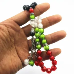 Abbigliamento islamico musulmano portatile braccialetto rosario 33 perle di dito di preghiera 10 mm perle acriliche colorate gioielli religiosi per donne uomini