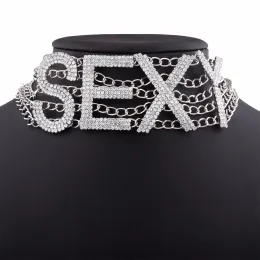 Naszyjniki dhinestone choker naszyjnik luksusowy moda krystaliczna biżuteria seksowna słowo chocker bling glam błyszczące damskie akcesoria biżuterii