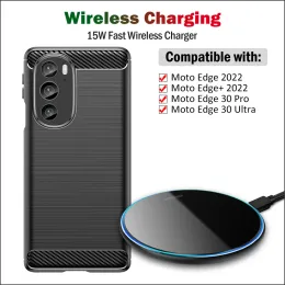 Chargers 15W Fast Qi Kablosuz Şarj Pedi Motorola Edge 40 30 Pro/Edge30 Ultra/Moto Edge 2022 Kablosuz Şarj Cihazı Hediye Kılıfı