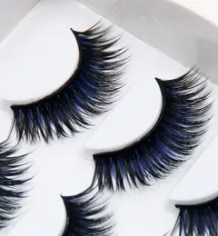 Color Black Blue False Eyelashes Smoked Stage Makeup Tools Long Fake Eye Lashes Natural Thick False Eye Lashes 1 box 6 Pairs 38769379