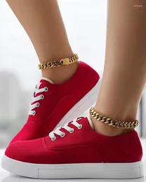 Casual Shoes Sneakers Women's Platform Eyelet Lace-up Round Toe Canvas