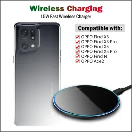 Carregador sem fio Fast Chargers 15W para Oppo Find X3 X5 X6 Pro Oppo ACE2 Encontre N Qi Padrocatinho sem fio com cabo USB