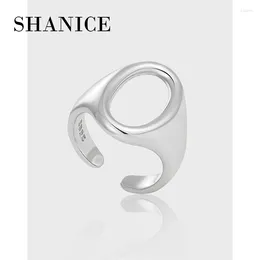 Cluster Rings SHANICE S925 Sterling Silver Geometric Hollow Ring Female Fashion Smooth Exaggerated Exquisite Elegant Jewelry Accessories