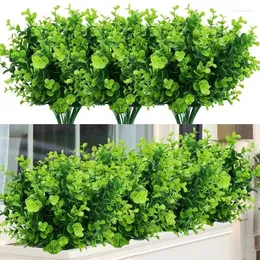 Decorative Flowers 2pcs Artificial Eucalyptus Branch Plastic Fake Plants Fern Green Grass Leaves For Wedding Home Garden DIY Outdoor