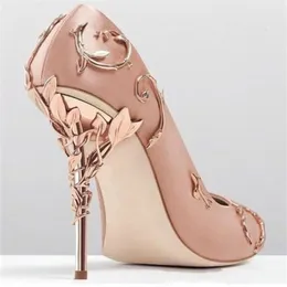 Ralph Russo Rose Gold Comfortable Designer Wedding Bridal Shoes Fashion Women eden Heels Shoes for Brides Evening Party Prom Shoes245B