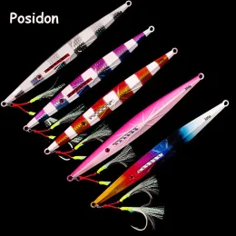 Acessórios Posidon 150g a 250g VIB Pesca lenta Metal Metal Jig Lures de gabarito de metal iscas de isca de metal com dupla assistência