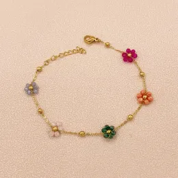 Stränge 1 Boho -Stil Frauen 18K Gold plattiert bunte Perlenarmband Valentinstag Ramadan Geschenk