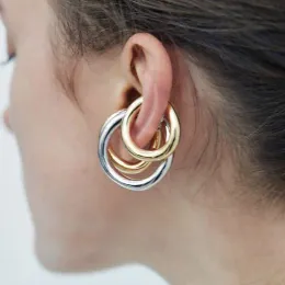 Earrings Peri'sBox Trendy Solid Cartilage Earrings Geometric Circle Ear Cuff Durable Purpose Simple Clip Earrings Without Piercing