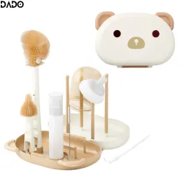 Scrubbers Baby Bottle Browner Brush Definir Tamanho do deslocamento Racks de secagem Racks Caso organizador de sabão de limpeza de bico de silicone Caso Organizador