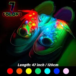 신발 부품 120cm LED 스포츠 광장 신발 끈 글로우 끈 라운드 플래시 라이트 배터리 넥타이 게으른 레이스 파티 장식