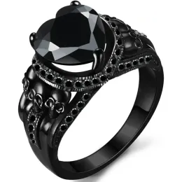Band gotiska smycken svart skalle ring biker ringar vampyr tillbehör halloween gotiska förlovningsringar för kvinnliga gåvor