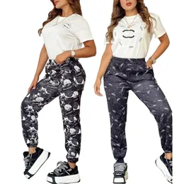 Yaz Yeni Sıradan Kadınlar Köpüklü Takipleri C Marka Tasarımcısı Kısa Kollu Yıldız Baskılı Jogger Uzun Pantolon 2 Parçalı Set Moda Kıyafetleri Takımlar
