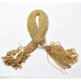 Necklaces Wholesale 100pcs/lot 1.5mm stainless steel Necklace Rope 40+5cm Gold Color necklaces cuban Link chains women jewelries