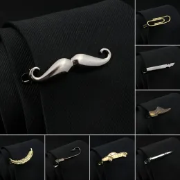 Clips Gold Silver Color Feather Gun Pen Beard Shape Metal Tie Clip For Men Tie Bar Necktie Clips Pin Wedding Tie Men Jewelry Gift