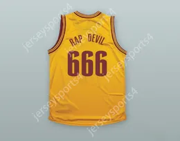 Custom Nome Nome Nome Mens Youth/Kids MGK 666 Rap Devil Yellow Basketball Jersey Top Top S-6xl S-6XL