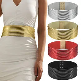 Drehmomente 1PC Vintage Statement Belt PU Goldsilverredblack Farbschaller Long Rockgürtel Frauen Bijoux Afrikanischer Schmuck