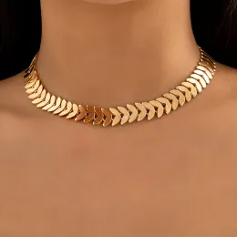 Ожерелья Lacteo Модные золотые лепестки формируют короткое колье для сеи колье для женщин для женщин -ювелирных ожерелий для воротничков.