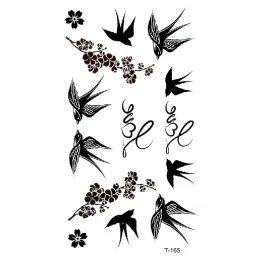 Tattoos Waterproof Temporary Tattoo Sticker Black Swallow Bird Tattoo Flash Tatoo Fake Water Transfer Tatto for Woman Man