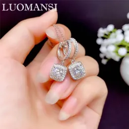 Серьги Luomansi Real S925 стерлинговое серебро 1CT D Color Moissanite Super Shiny Servg