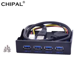 HUBS Chipal 19+1 20pin 4 Port USB 3.0 Front Panel Combo Bracket USB3.0 محول المحور لجهاز كمبيوتر Desktop 3.5 "FDD Floppy Disk Drive Bay