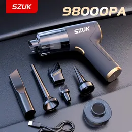 Szuk 98000PA Auto aspirapolvere Mini potente macchina per la pulizia Potente Postato di aspirazione forte per apparecchio domestico portatile wireless 240418