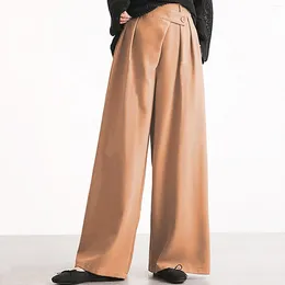 Pantaloni da donna solido lungo per le donne alla moda pantalone in vita irregolare