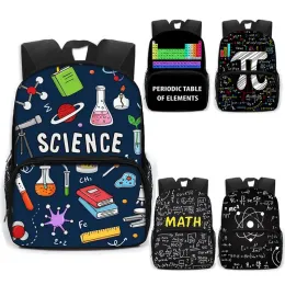 Çantalar sevimli bilim matematiksel pi sırt çantası periyodik tablo öğeleri çocuklar okul çantaları kızlar kızlar gündüz çocukları anaokulu çantaları