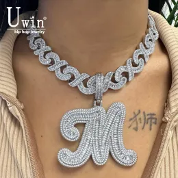 Necklaces Uwin Boss Don Pendant Iced Out Cubic Zirconia Initial Necklace For Women Fashion Jewelry Gifts