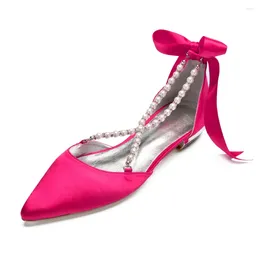 Scarpe casual creativesugar abito raso perle perle corda incrociata cravatta a nastro d'orsay lady piatti da spicco da ballo da ballo da sposa.