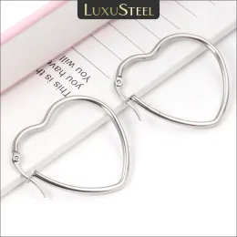 イヤリングLustusteel 2050mm 2PCS Hollow Heart Hoop earrings for women girl